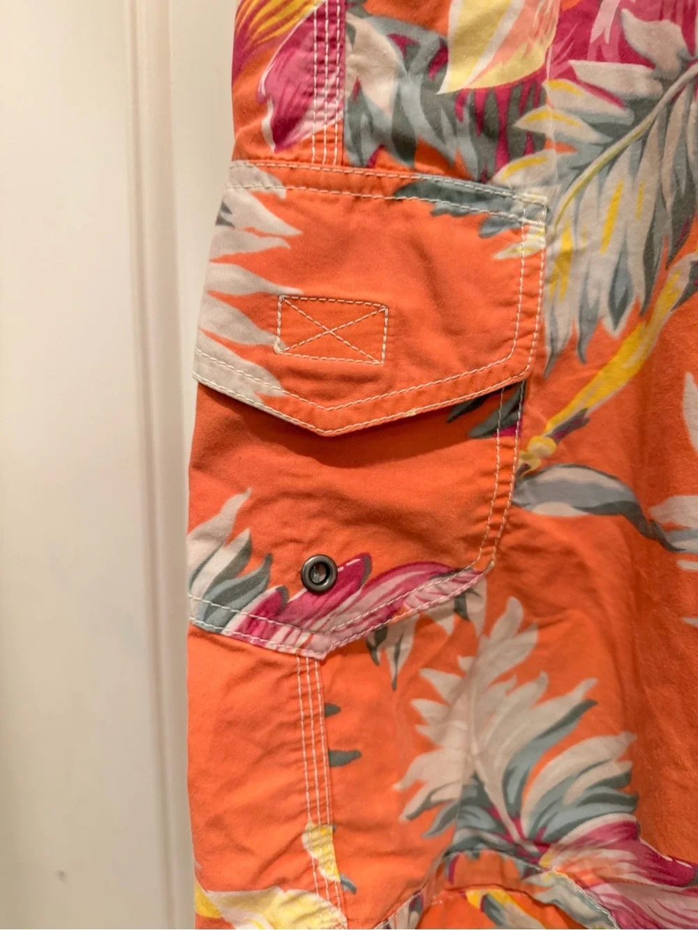 Polo Ralph Lauren Board Shorts Size 34 Orange Floral Hawaiian Swim